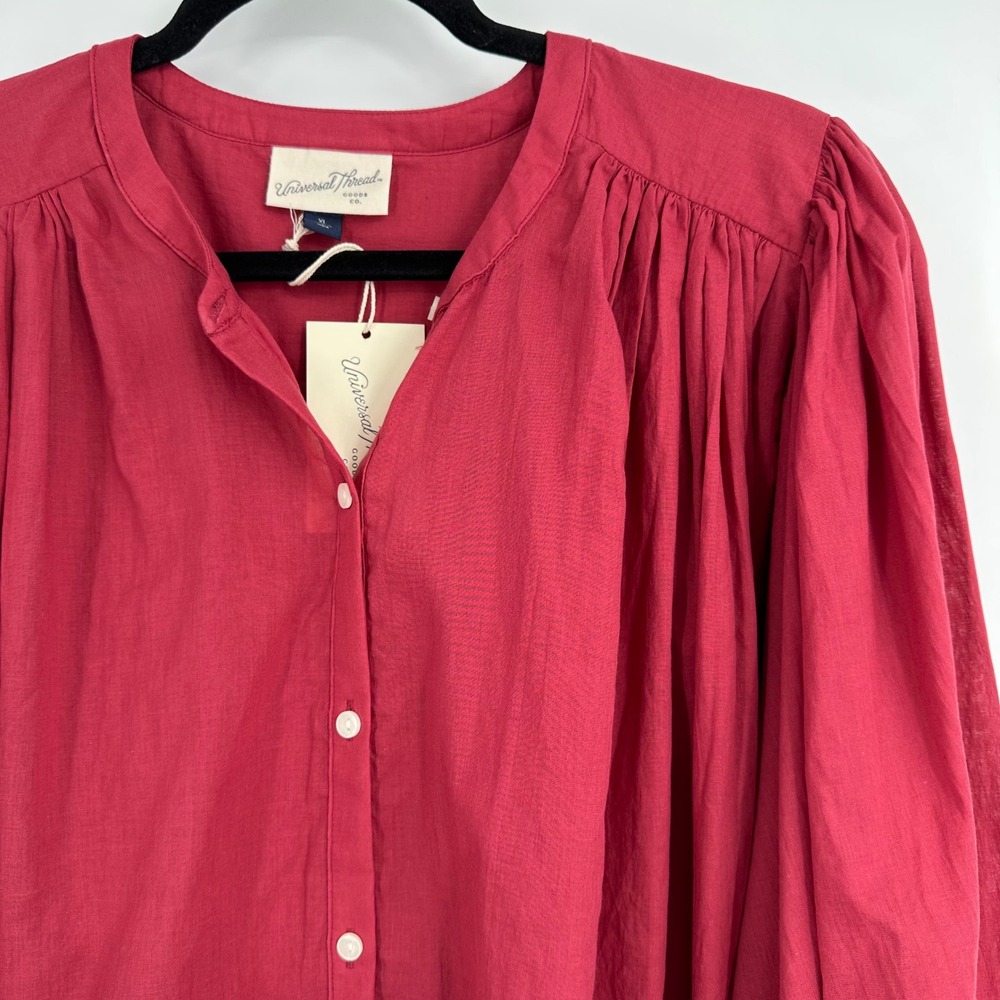 Puff Long Sleeve Banded Collar Neck Blouse Universal Thread Cottagecore  XL NWT - Picture 5 of 13